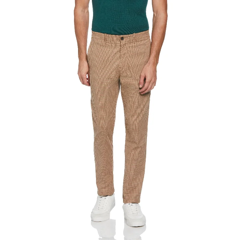 Men's Pants with Contrast Fabric PanelsHoundstooth Slim Fit Pant
