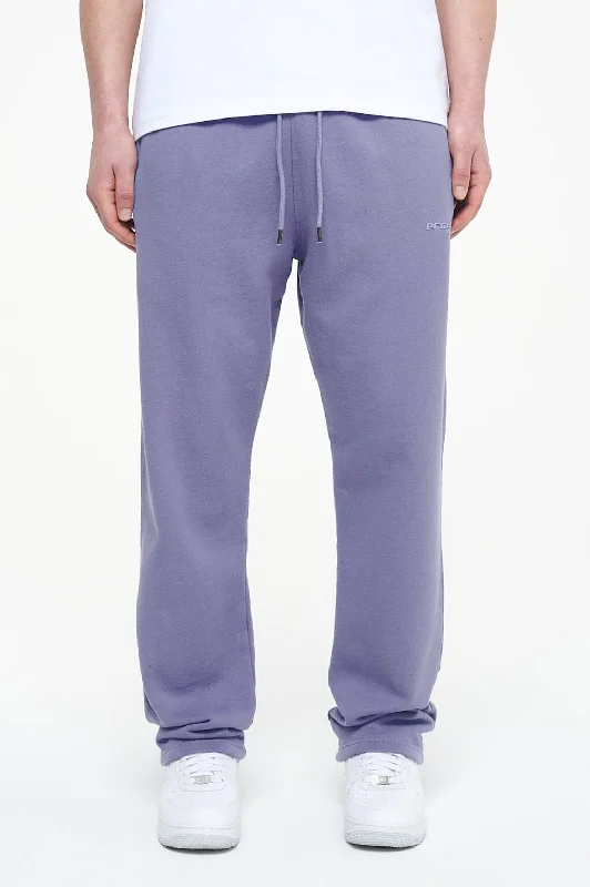 Men's Pants with Faux Leather PatchesLogo Wide Sweat Pants Vintage Washed Magic Violet Gum