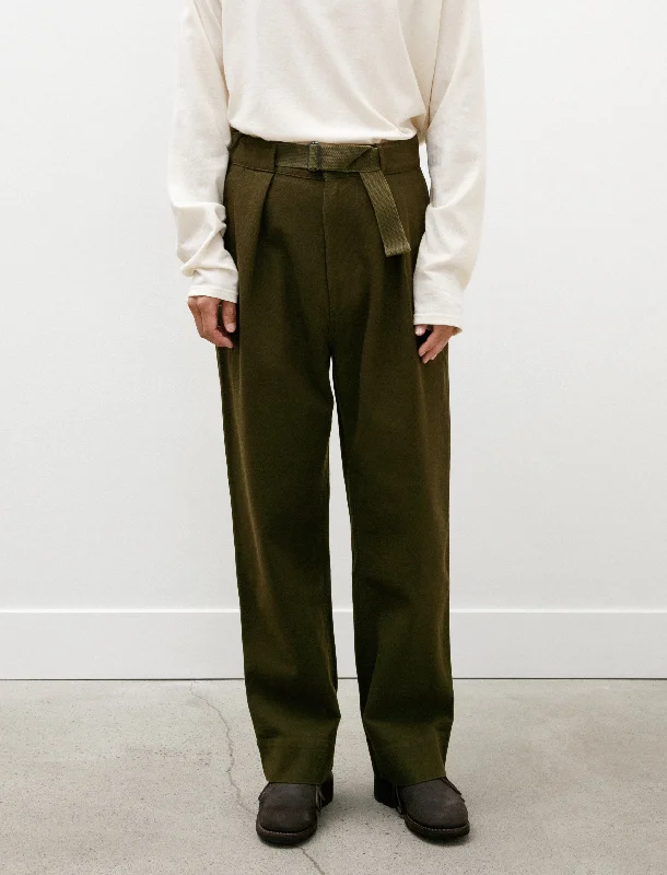 Men's Sweatpants for LoungingMHL Slide Adjusted Trouser Cotton Wool Drill Moss