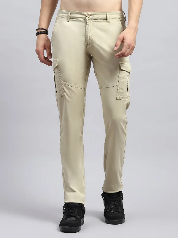 Durable Men's Work PantsMen Beige Solid Cargo Cargo