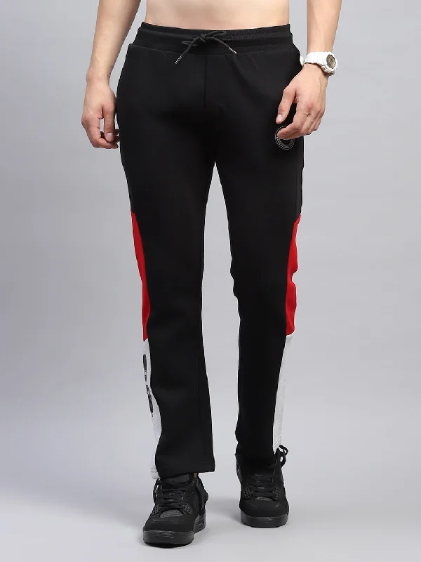 Men's Running Pants for ExerciseMen Black Printed Regular Fit Lower