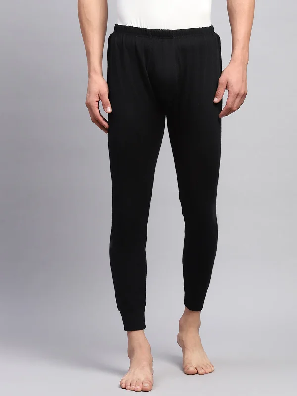 Men's Casual Pants for Everyday WearMen Black Solid Regular Fit Lower