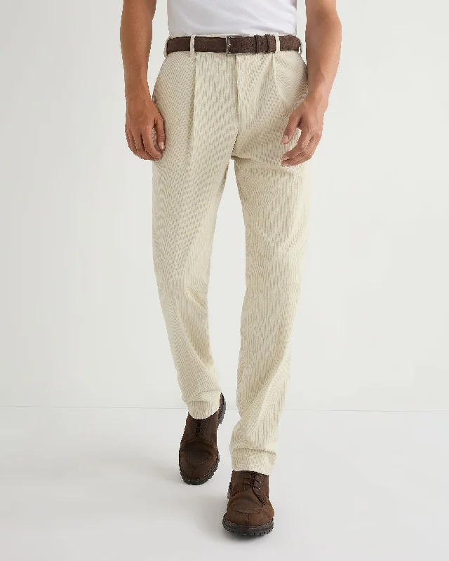 Men's Tapered Pants for a Slimming EffectMen's Atrani Cord Trousers Off White