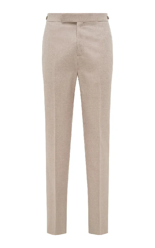 Men's Zippered Pants for SecuritySebastian Pant in Camel Virgin Wool Cashmere Flannel