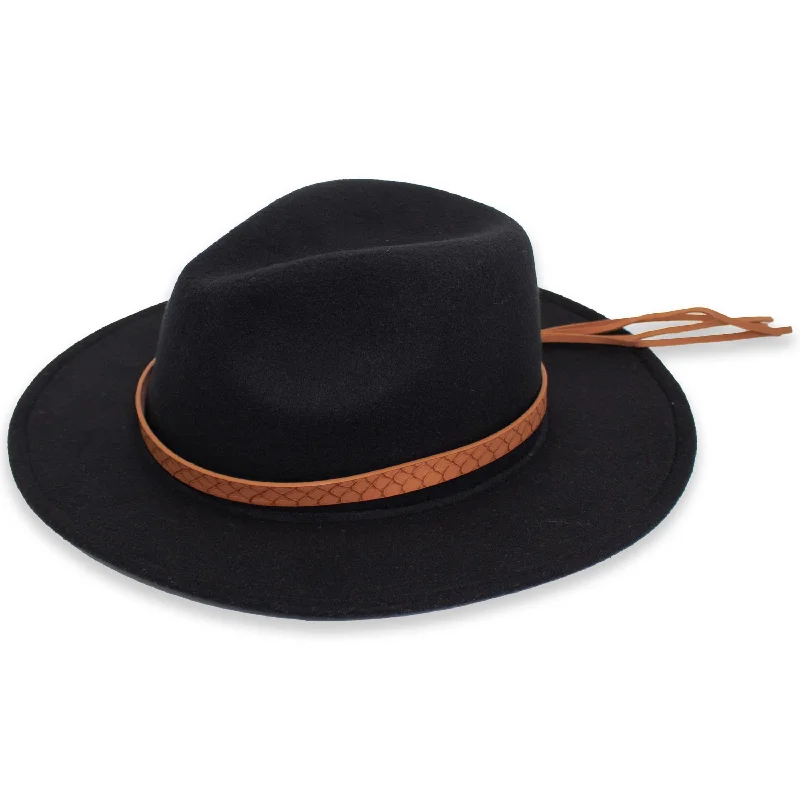 Felt Black Hat Leather Band