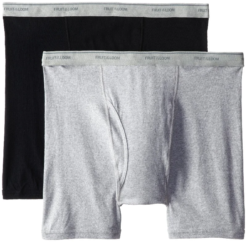 Fruit of the Loom Men`s 2-Pack Big Man Black/Grey Boxer Brief