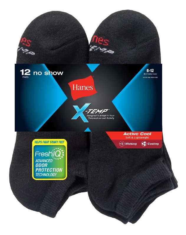 Hanes Mens  FreshIQ X-Temp Active Cool No-Show Socks 12-Pack